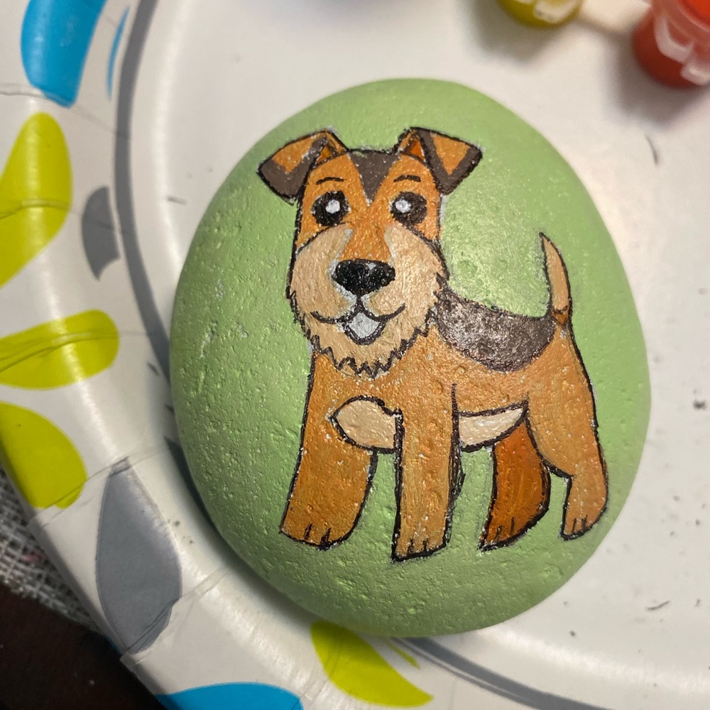 Rock Art Airedale Dog